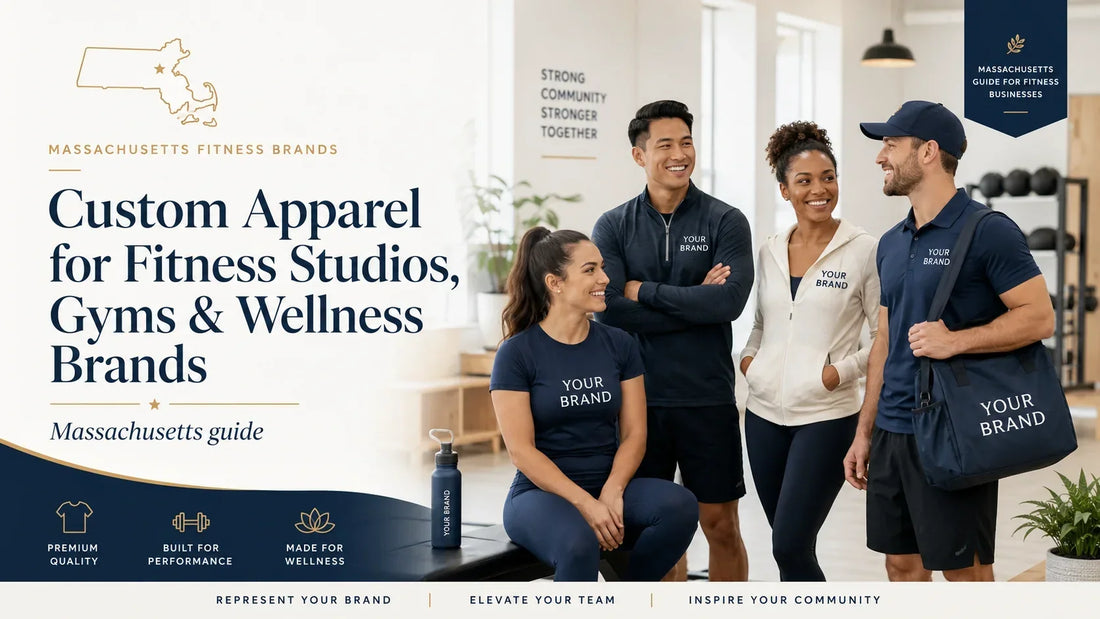 Massachusetts fitness professionals wearing custom branded apparel for gyms, fitness studios, and wellness businesses