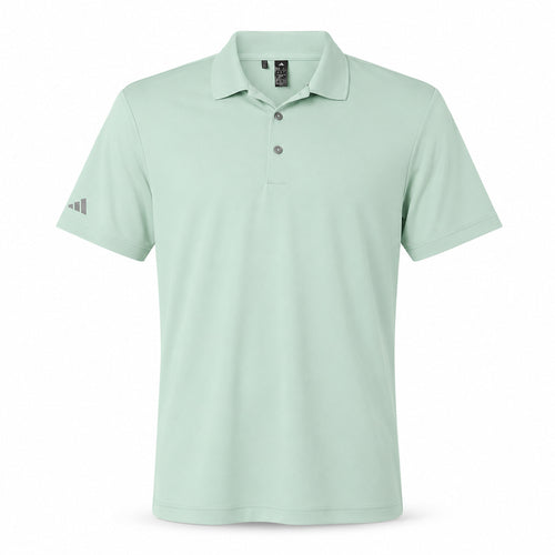 adidas performance polo in mint green, front view, ready for custom embroidery
