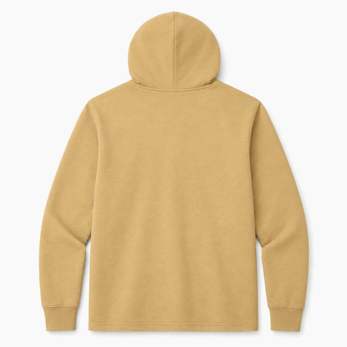 Allmade mineral-dyed organic cotton hoodie tee in mineral brown, back view, ready for custom printing