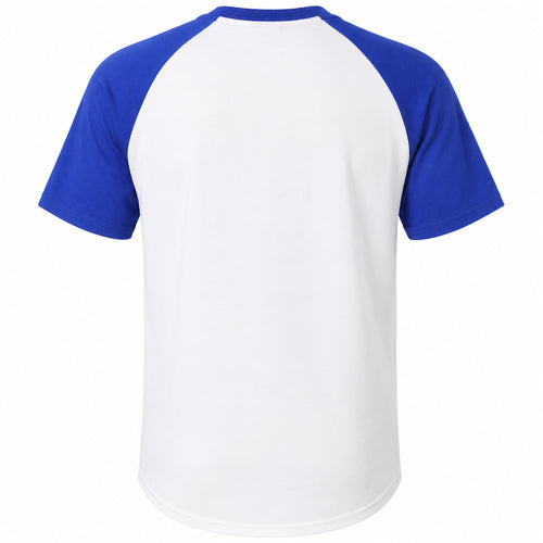 Augusta unisex wicking baseball jersey in royal blue and white, back view, ready for custom printing