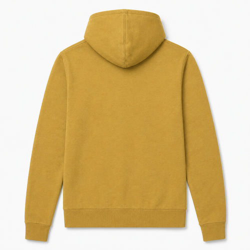 BELLA+CANVAS sponge fleece full-zip hoodie in mustard, back view, ready for custom printing or embroidery