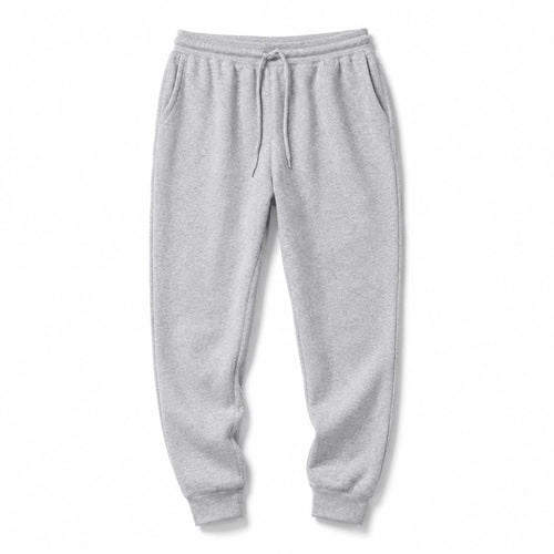 BELLA+CANVAS unisex sueded fleece joggers in light gray, front view, ready for custom printing or embroidery