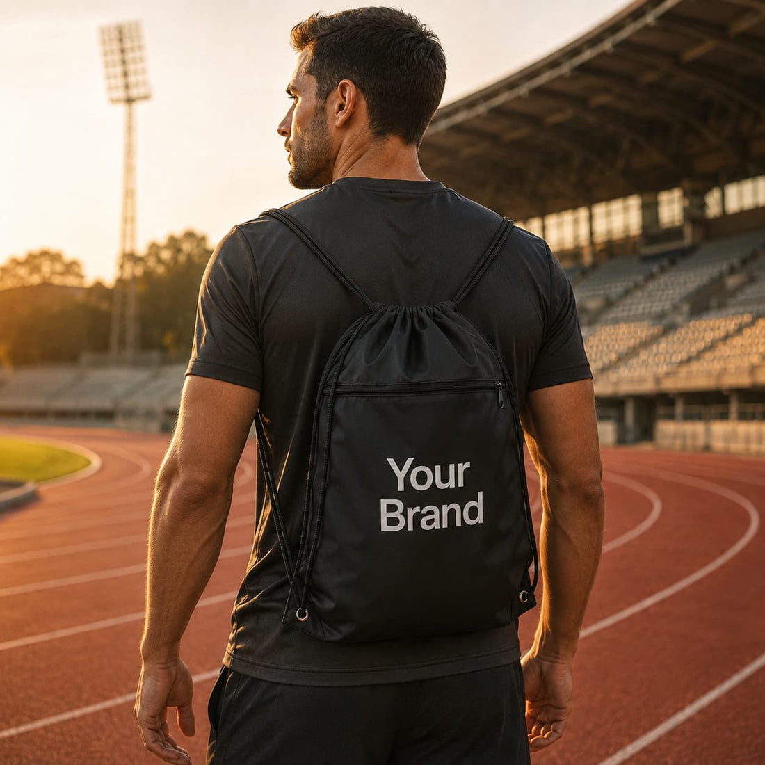Custom Q-Tees Polyester Drawstring Backpack