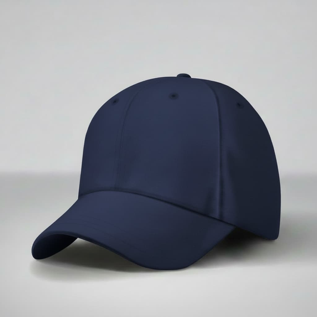 Navy blue snapback hat ready for custom logo printing and personalized branding.