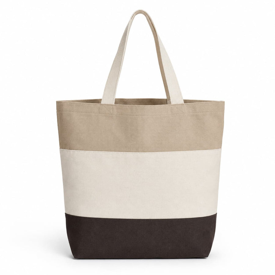 Custom Q-Tees Tri-Color Tote | Natural Cotton