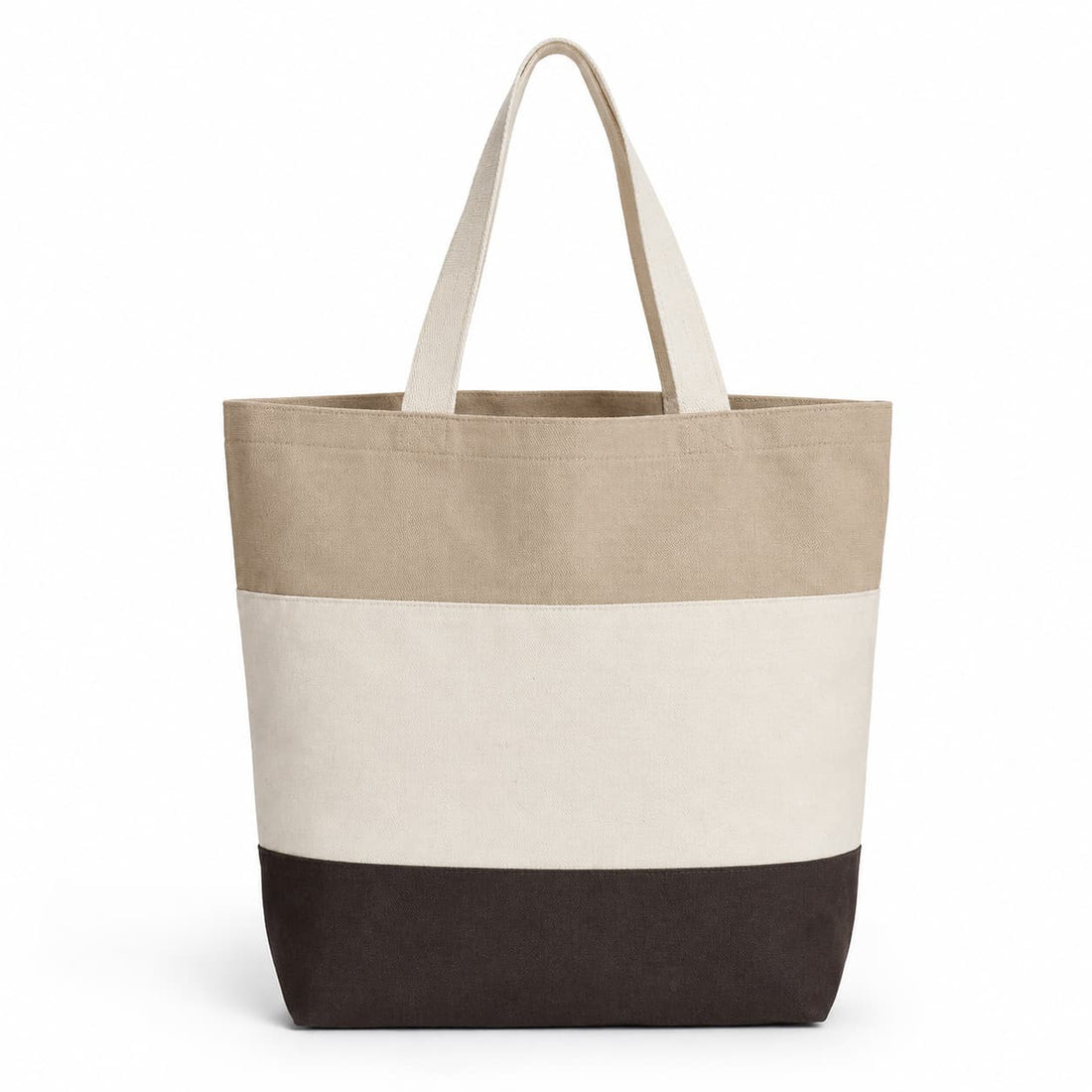 Custom Q-Tees Tri-Color Tote | Natural Cotton