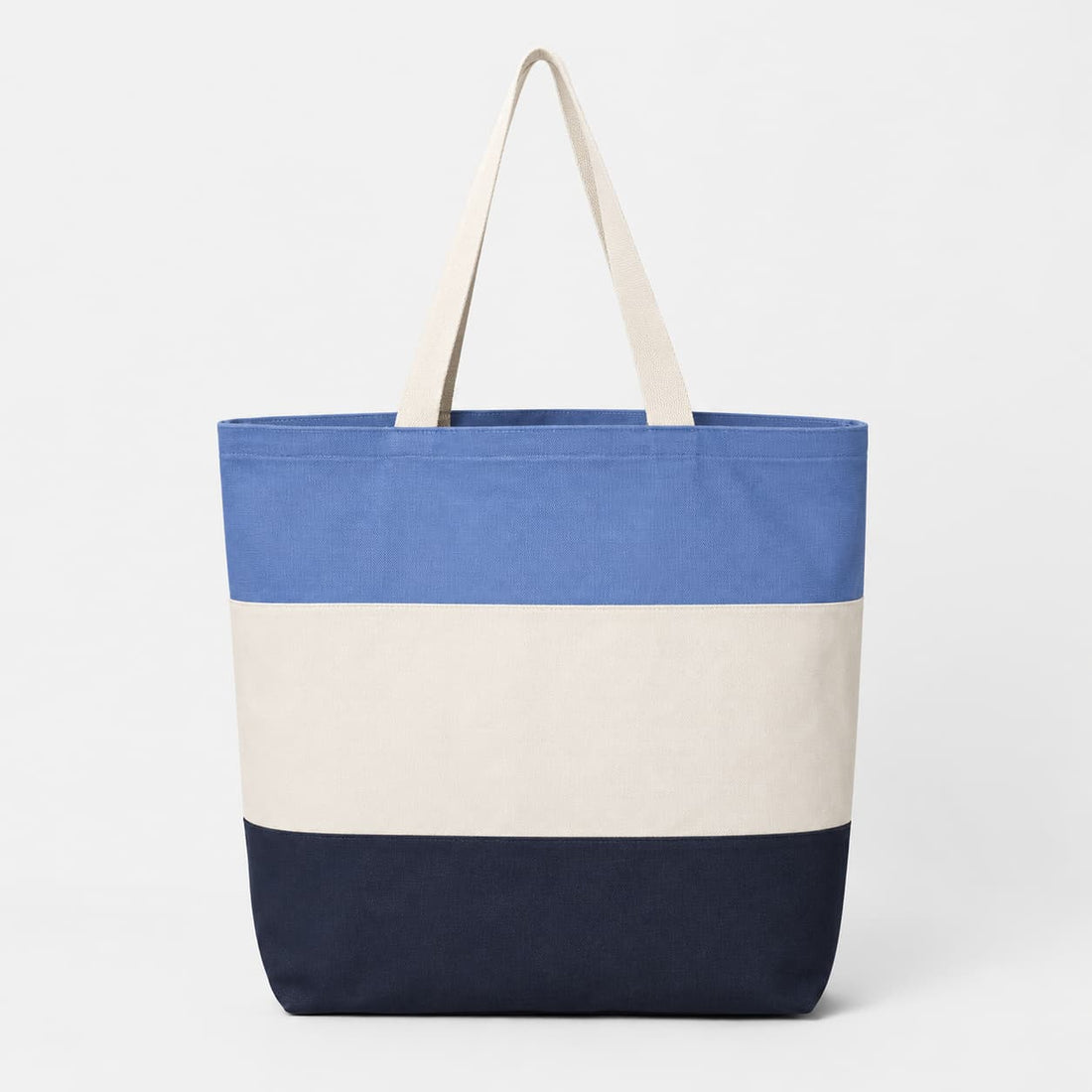 Custom Q-Tees Tri-Color Tote | Natural Cotton