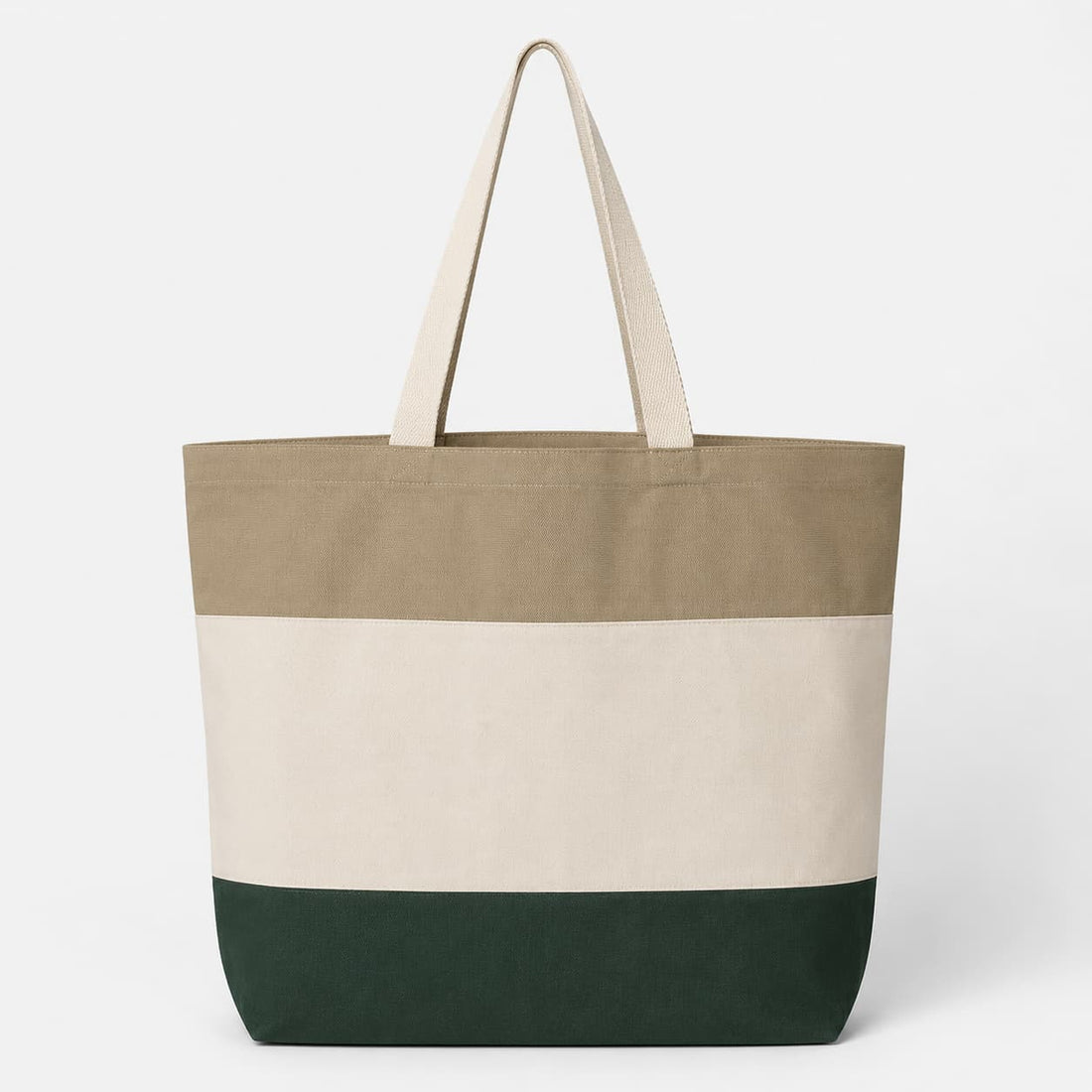 Custom Q-Tees Tri-Color Tote | Natural Cotton