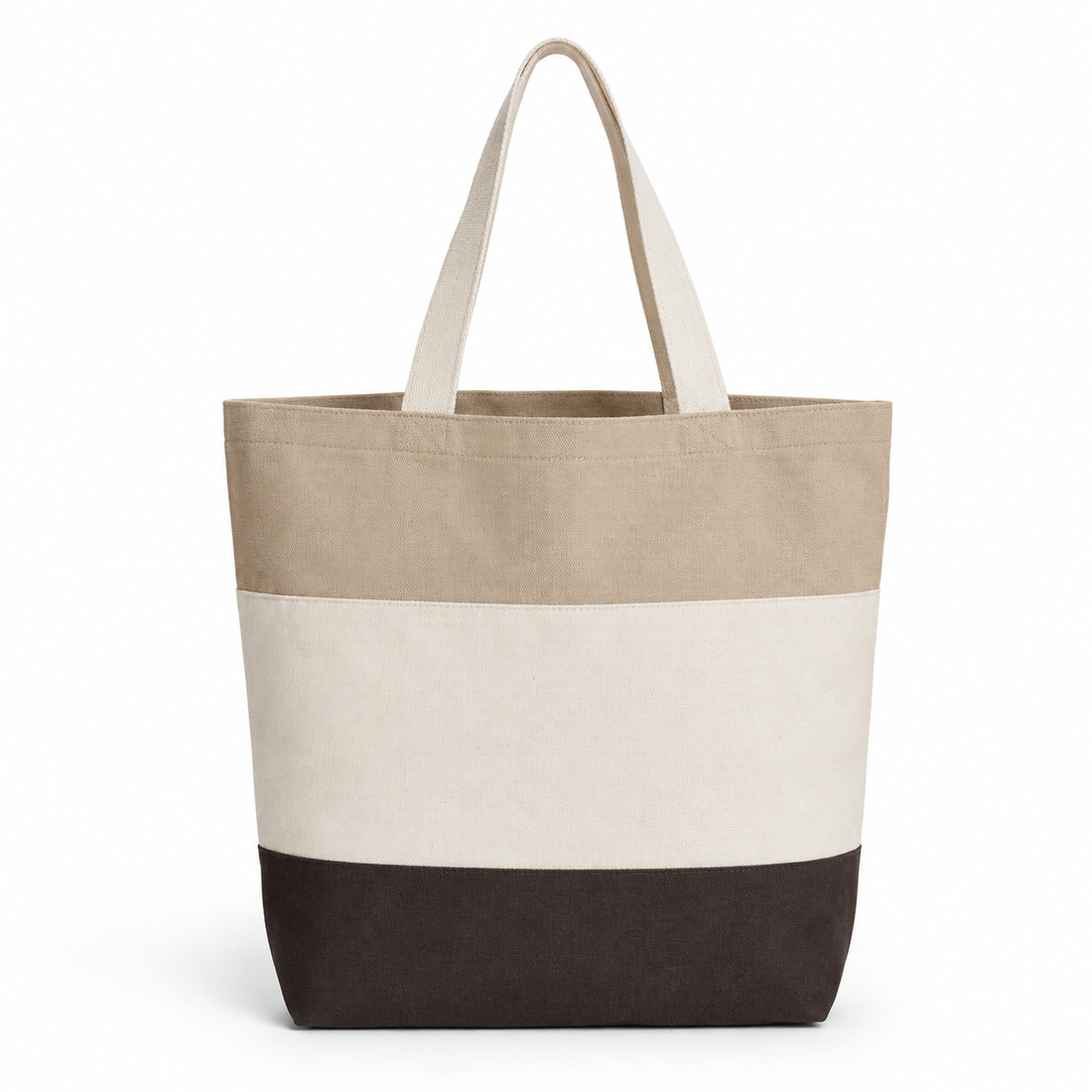 Custom Q-Tees Tri-Color Tote | Natural Cotton