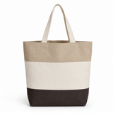 Custom Q-Tees Tri-Color Tote | Natural Cotton