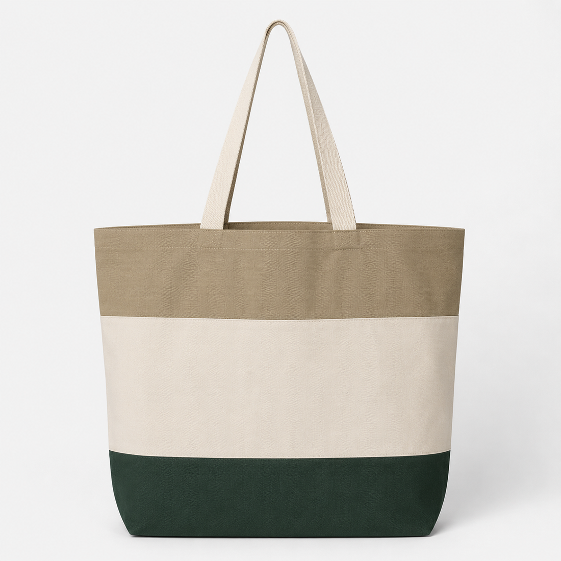 Custom Q-Tees Tri-Color Tote | Natural Cotton