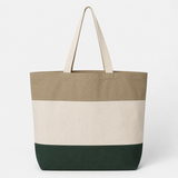 Custom Q-Tees Tri-Color Tote | Natural Cotton