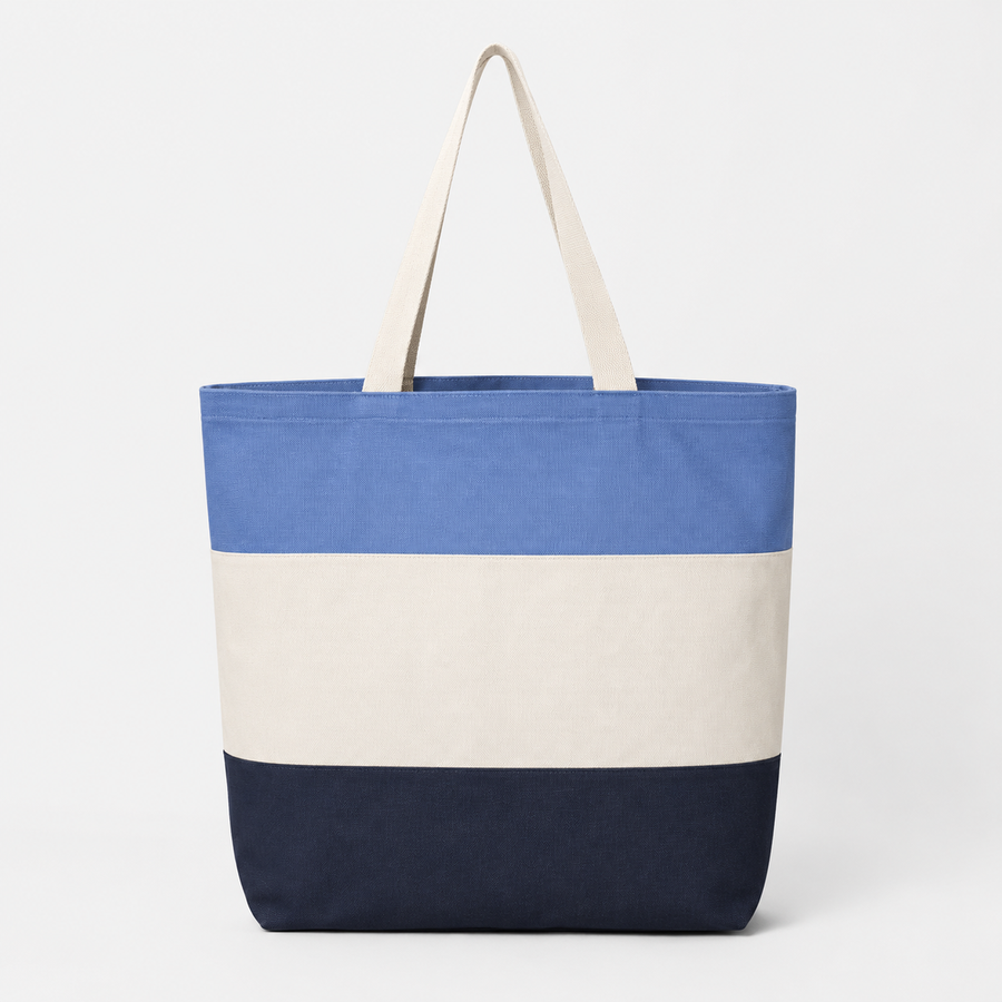 Custom Q-Tees Tri-Color Tote | Natural Cotton