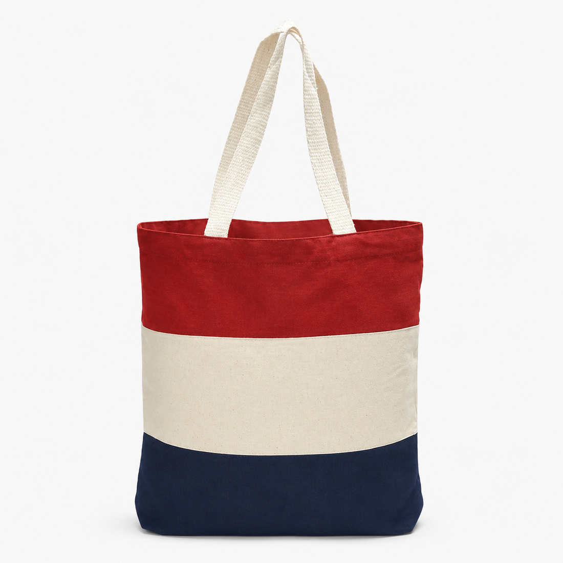 Custom Q-Tees Tri-Color Tote | Natural Cotton