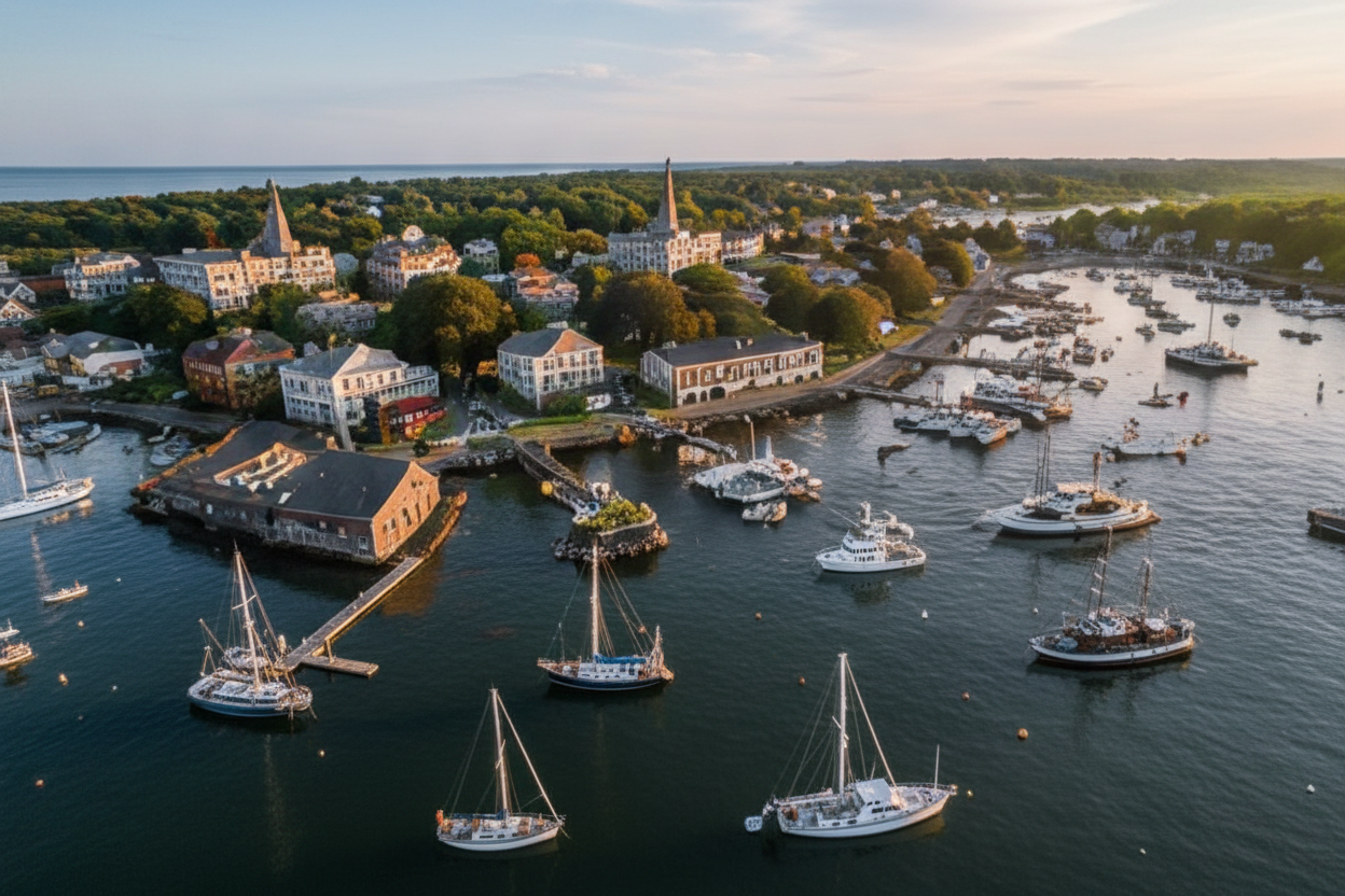 Aerial view of Beverly Massachusetts harbor