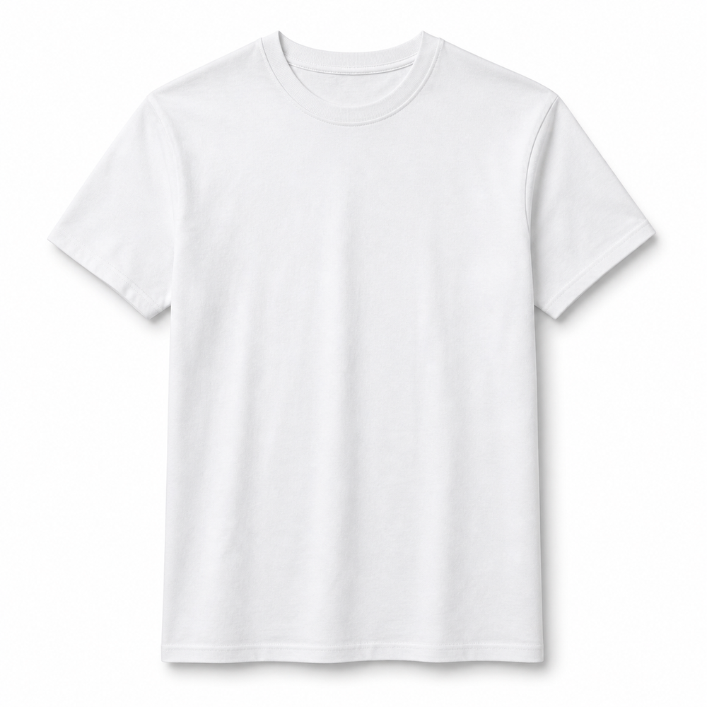 White unisex cotton T-shirt, front view, ready for custom printing